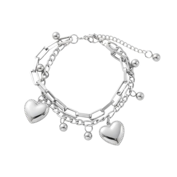 Pulsera con dije Corazon con ribete  en acero