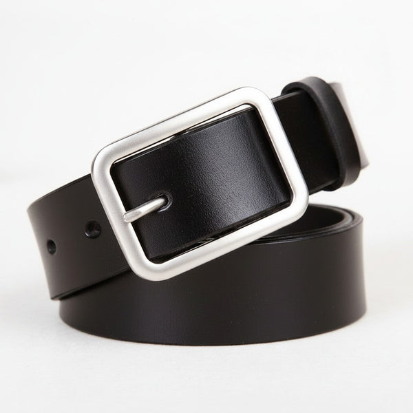 Cinto de dama CUERO con hebilla rectangular