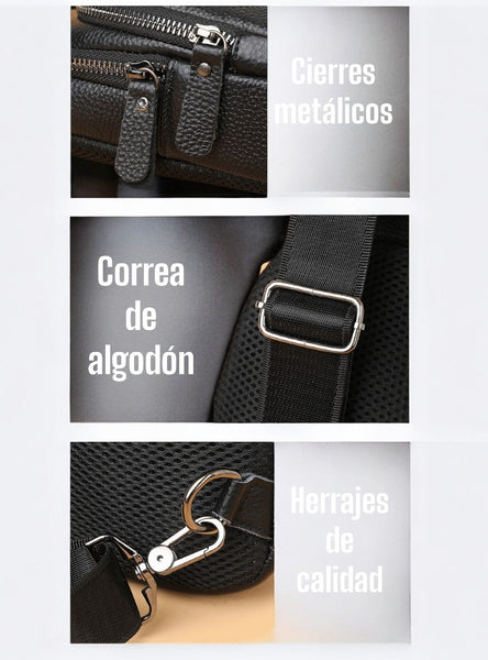 Mochila  bandolera cuero natural COUNTRY