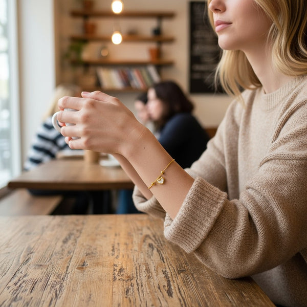 Pulsera para dama Corazón de nácar y ACERO