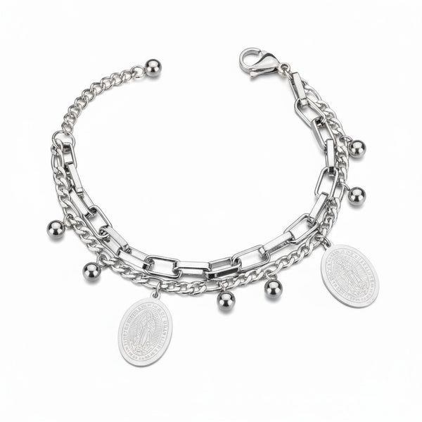 Pulsera  de dama en ACERO LA VIRGEN PROTECTORA