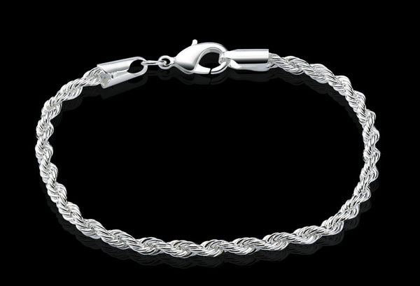 Pulsera cadena tourbillon con baño de plata