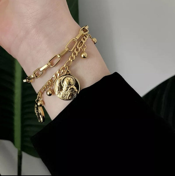 Pulsera San Benito patrón en ACERO